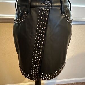 Rock & Roll Denim Faux Leather studded mini skirt, NWT, size 26